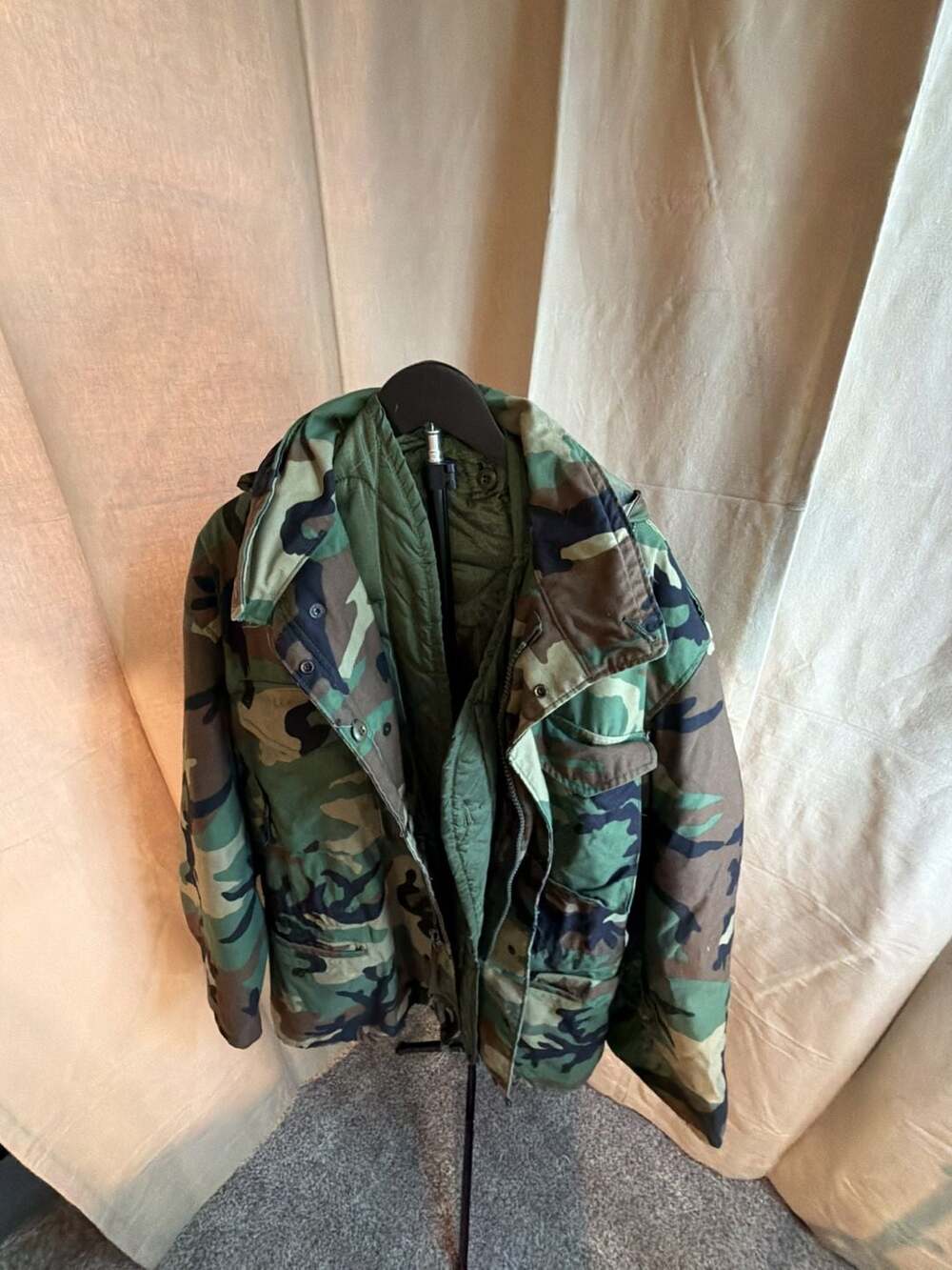 US Army M-65 Woodland Camo X-Large Long Field Jacket with Liner
